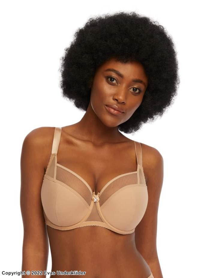 Stylish bra, smooth microfiber, partially sheer cups, B to J-cup